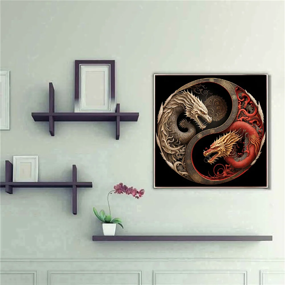 Diamond Painting - Full Round Drill - Tai Chi Dragon(30*30cm)