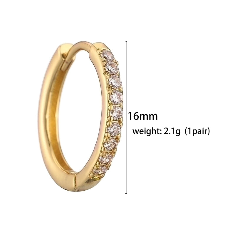 1 Pair Casual Minimalist Classic Style Round Plating Inlay Copper Zircon 18k Gold Plated Hoop Earrings