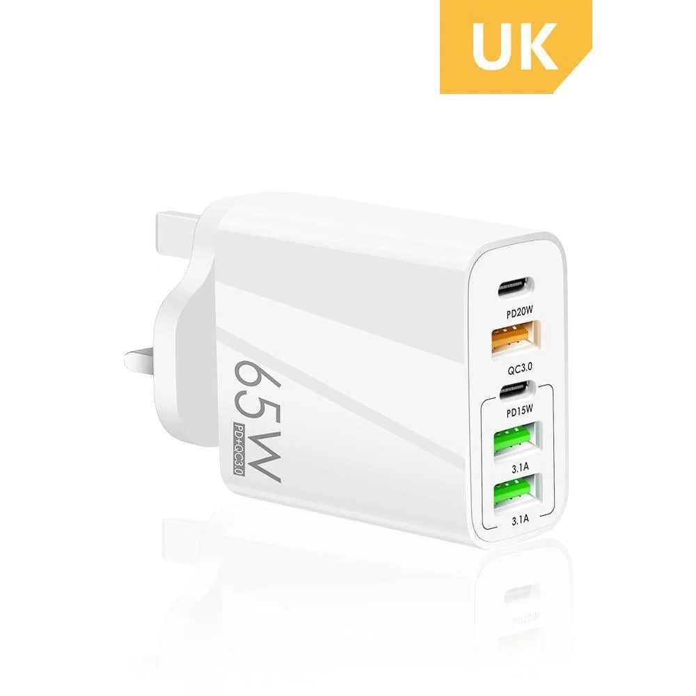 65W Multi-Port Fast Wall Charger (UK Plug) 
