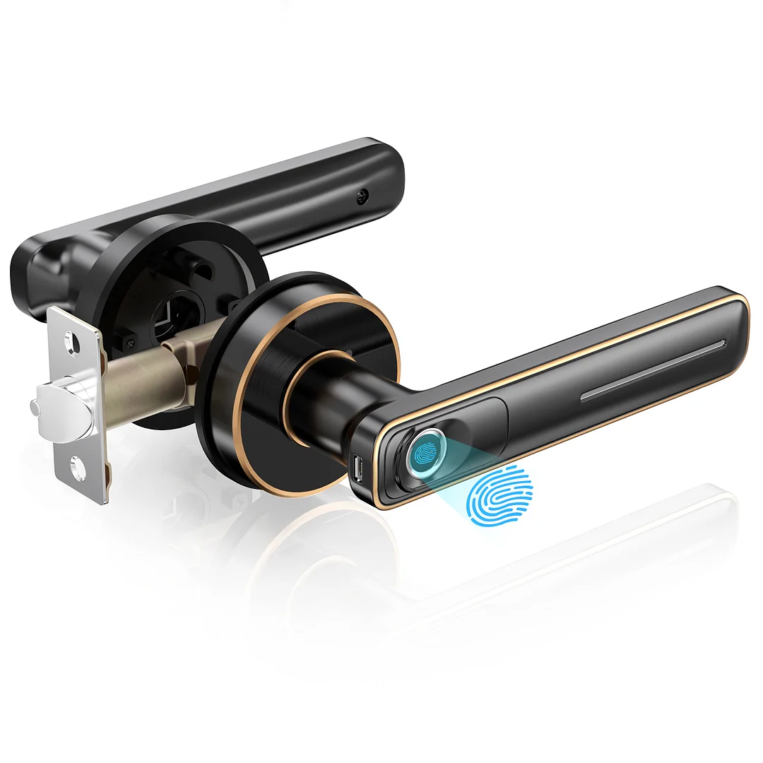 L-B201, Geek Smart Fingerprint Door Lock - Biometric Door Knob Fingerprint Door Knob Keyless Entry Door Locks with Handle Door Lever for Homes/Apartments/Office/AirBnB/Hotels 