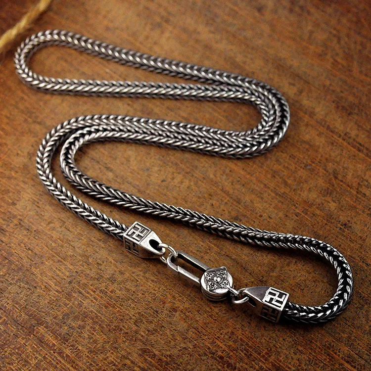 Men's Simple Foxtail Silver Chain