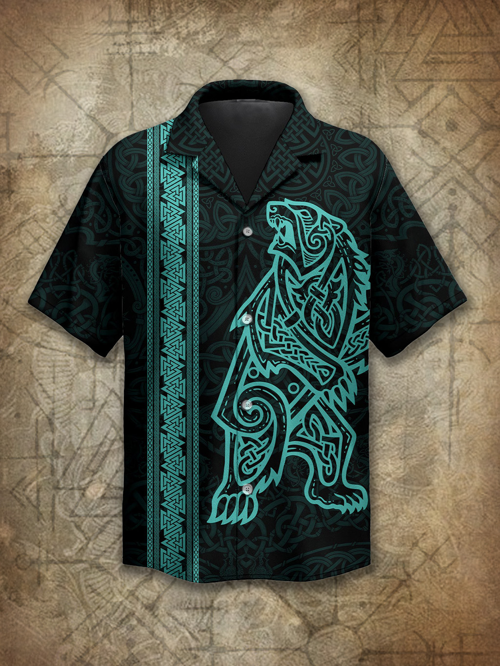 Viking Runes Of Wisdom Bear Totem Spirit Power Heritage Hawaiian Shirt / Rvogue / Rvogue