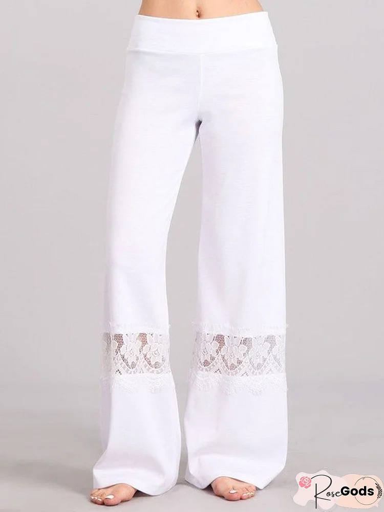 White Lace Wide Leg Pants