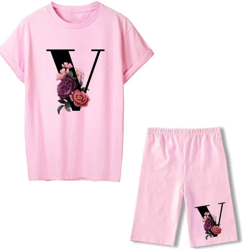2021 Short Sleeve Sexy Tshirt And Pant Sports Suits Biker Shorts Two Piece Set Women Fashion Tracksuit Summer Outfits For Woman