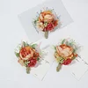 10PCS Wedding Catering Bridal Groom Guests Corsage Boutonniere Wrist Artificial Peony Flower Bouquets