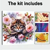 Framed Diamond Painting - Full Round Drill - Cats and Flowers (25x25cm)