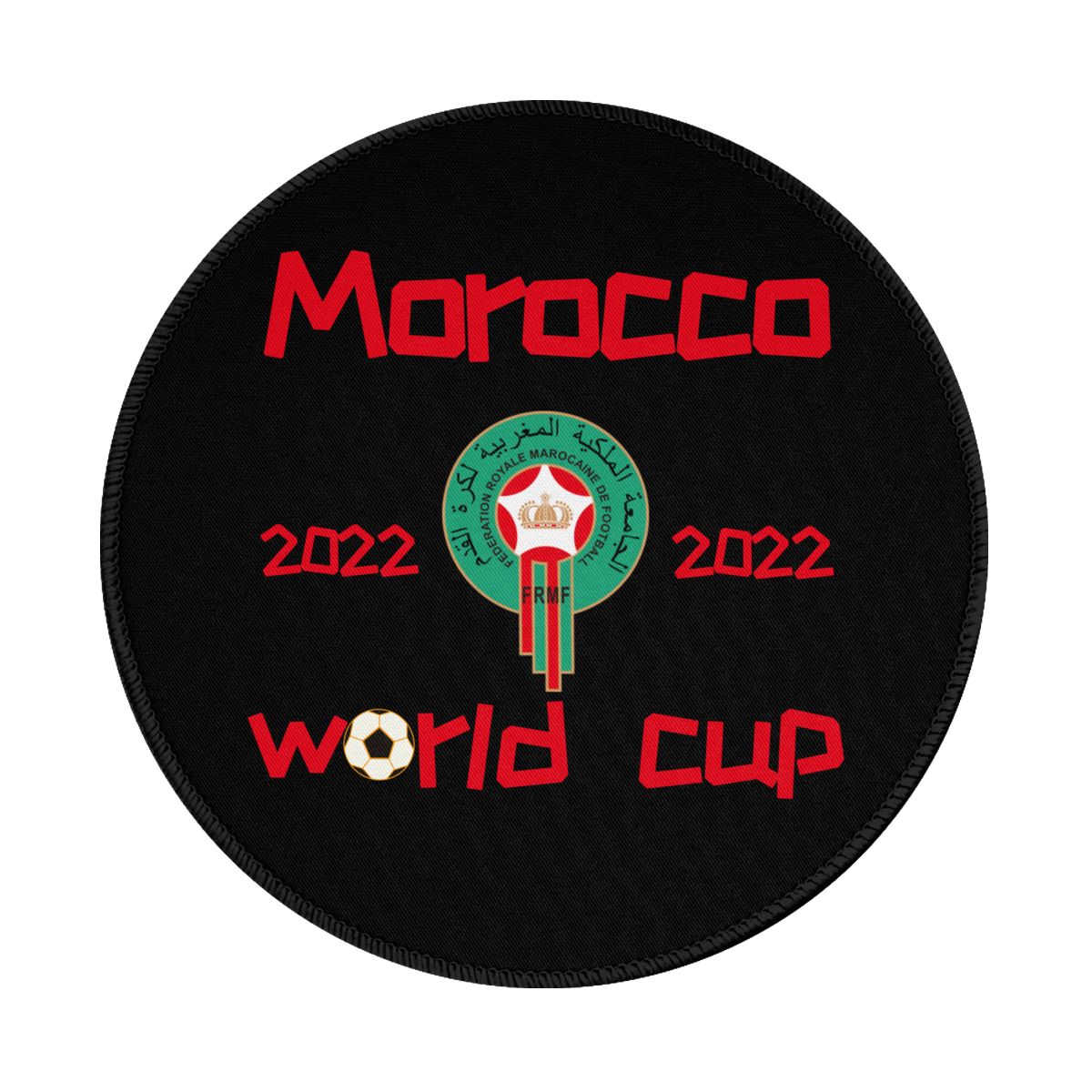 Morocco 2022 World Cup Team Logo Non-Slip Rubber Round Mouse Pad