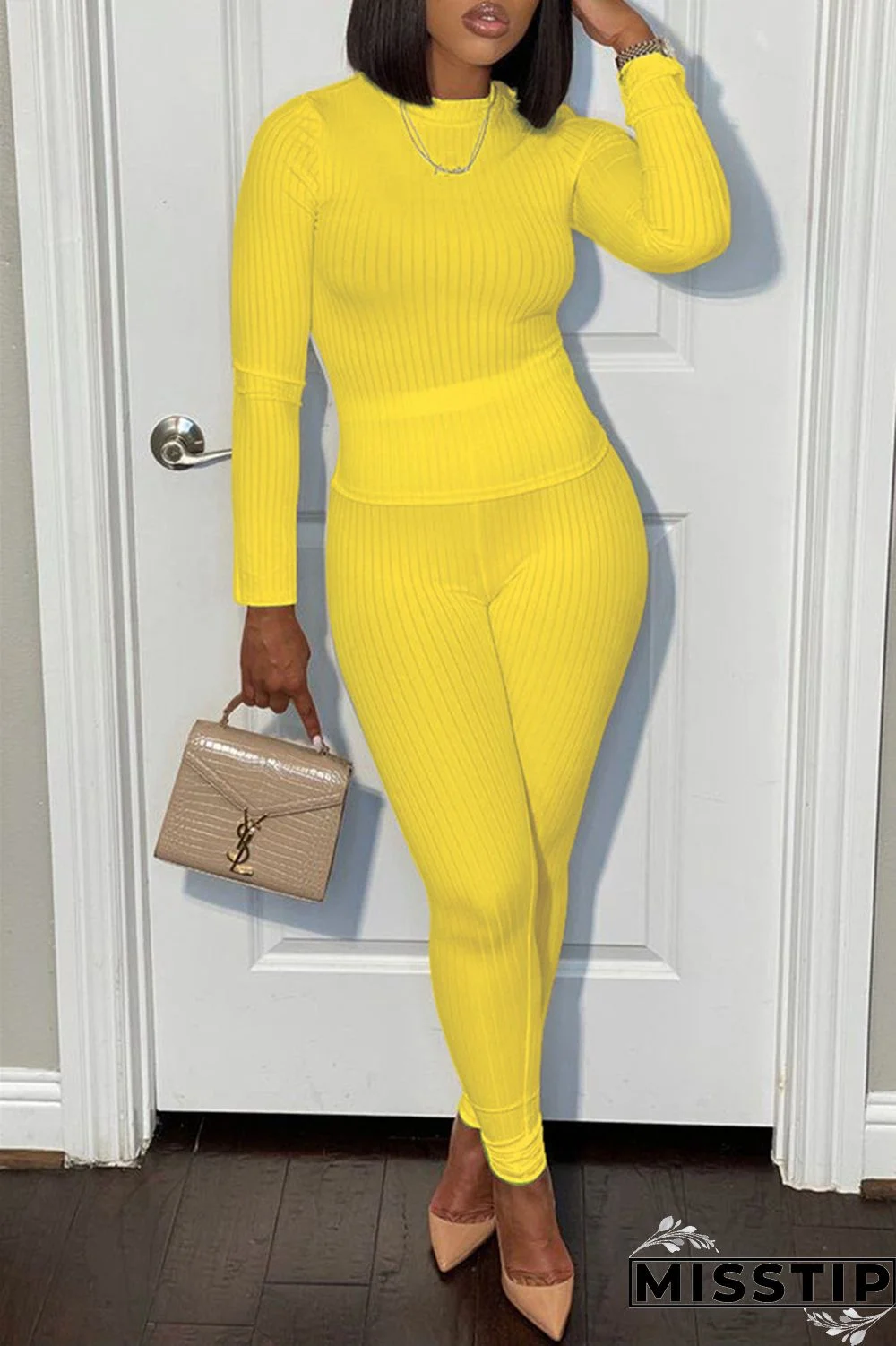 Black Casual Sportswear Solid Basic O Neck Long Sleeve Two Pieces