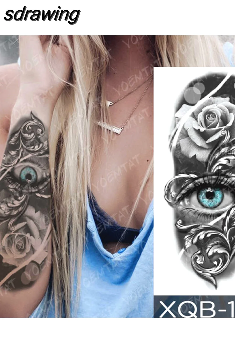 sdrawing Temporary Tattoo Sticker Geometric Tiger Wolf Death Flash Tattoos Leopard Totem Body Art Arm Fake Tatoo Women Men