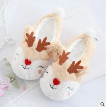 Cotton Slippers Warm Slippers Christmas Fawn Love Elk Plush Home Ladies In Autumn and Winter