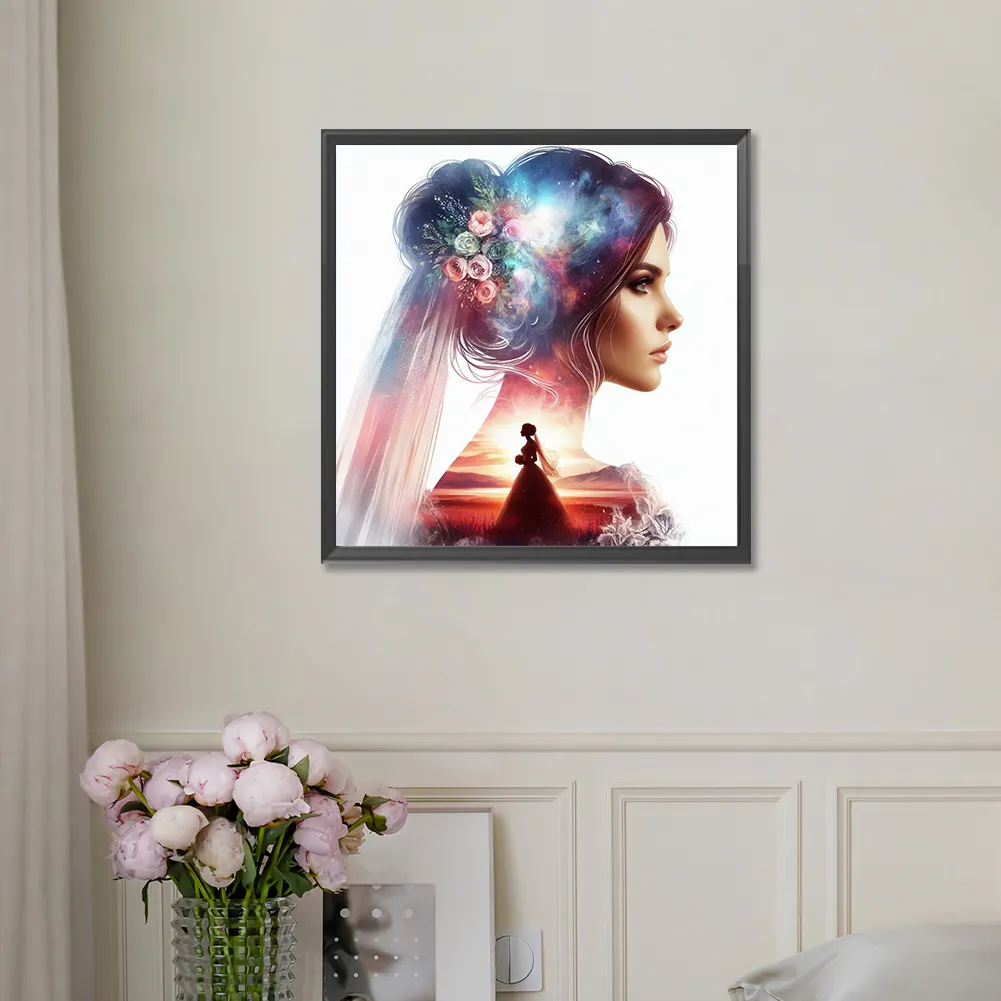 Diamond Painting - Full Round Drill - Romantic Wedding Silhouette(Canvas|30*30cm)