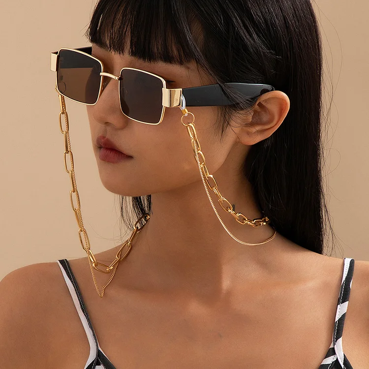 Fashion Dual-Layer Halter Metal Glasses Chains-Gold