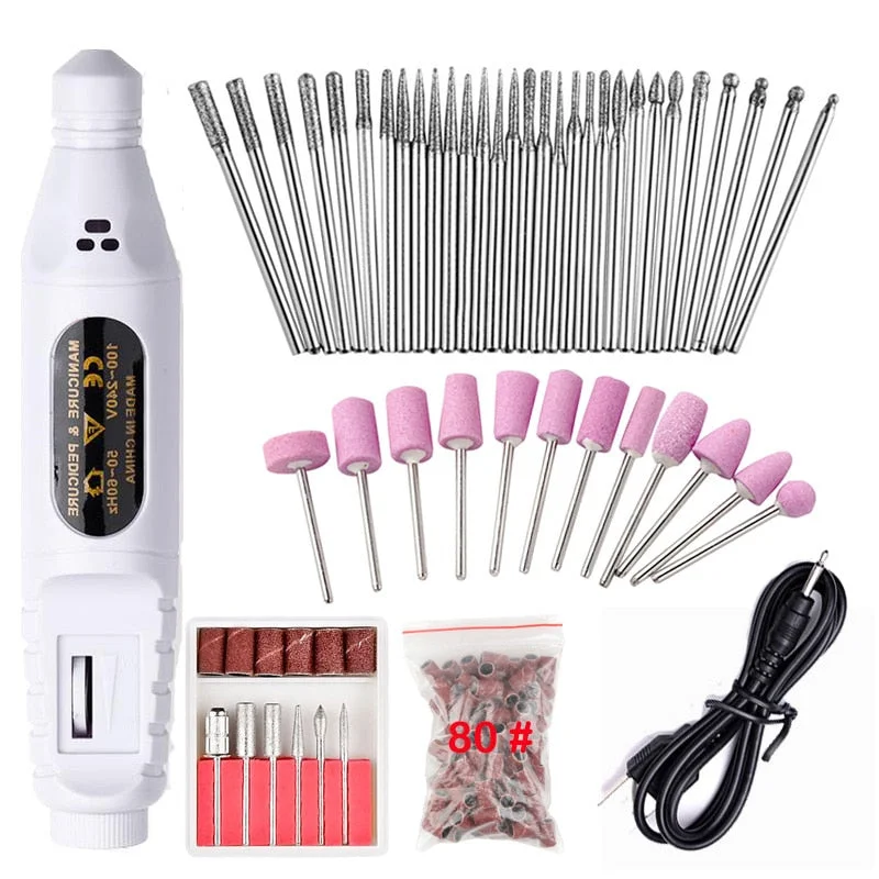 Professional  Machine Electric Nail Drill Bits Set Mill Cutter Nail Art Sanding File Gel Polish Remover Nail Tools-Nail Inspo