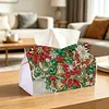 Christmas Poinsettia Butterfly 24cm DIY Diamond Painting Rhinestones Decorative Tissue Box Reusable Crystal Mosaic PU Tissue Holder for Home Car Desk Decoration Craft