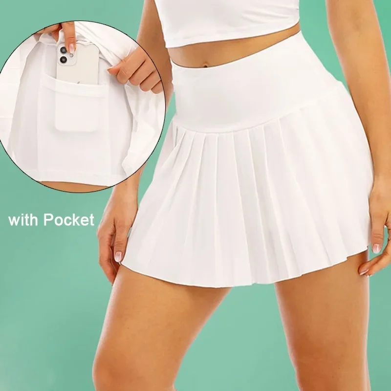 Cnneeds Cloud Hide Pleated Black Tennis Skirts Women Golf Sports Skirt Plus Size Fitness Shorts High Waist Gym Workout Running Skorts