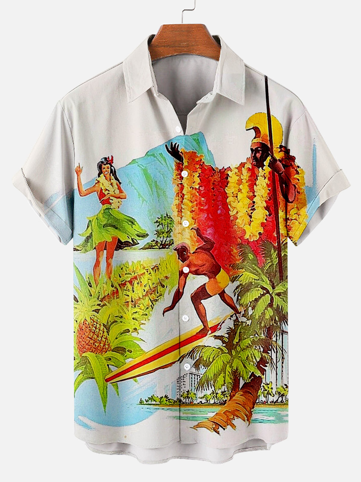 Men's Hawaiian Tiki Party Short Sleeve Shirt PLUSCLOTHESMAN