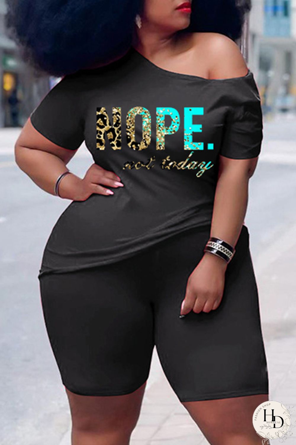 Rose Red Casual Print Basic Oblique Collar Short Sleeve Two Pieces