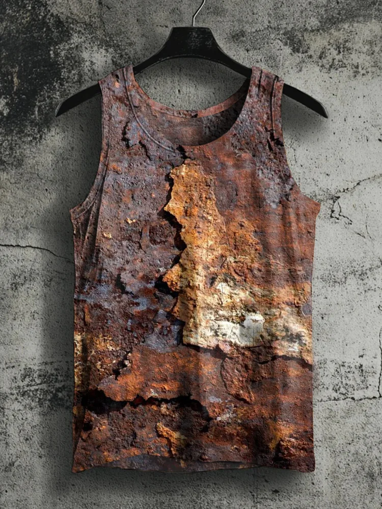 Unisex Distressed Rust Print Vest