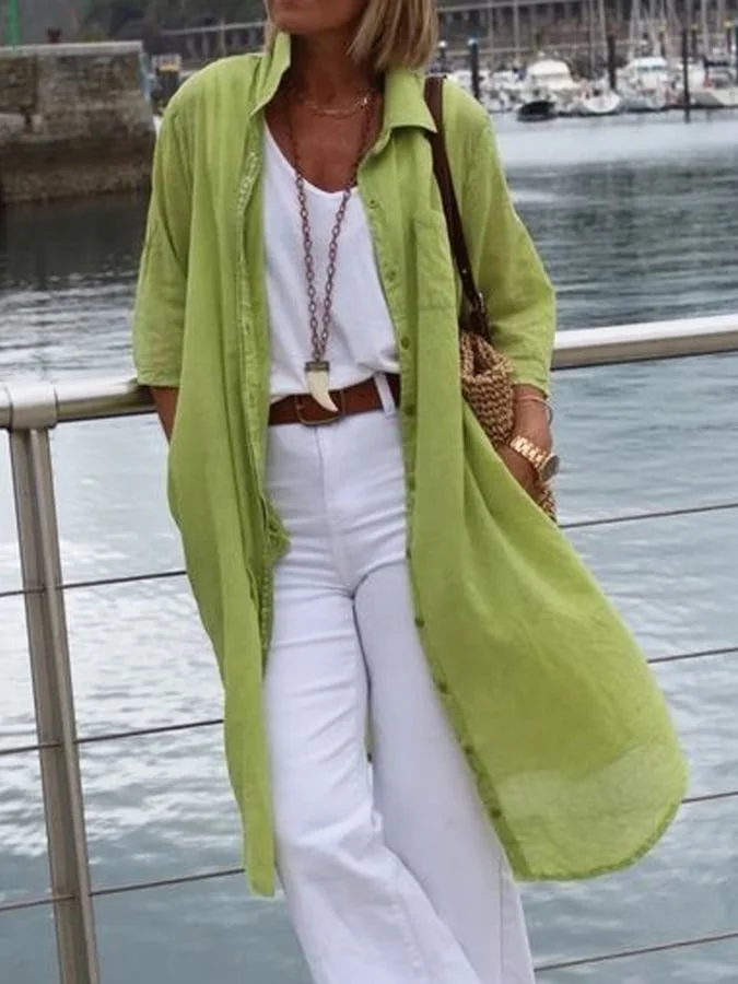 Women's Casual Elegant Mid Length Shirt