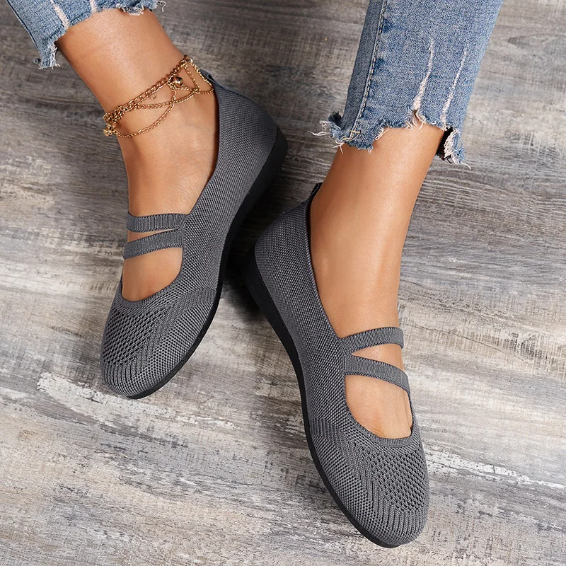 Tanguoant Tanguoant New Large Size Round Head Single Shoes Women's Flat Bean Shoes Casual Mom Shoes