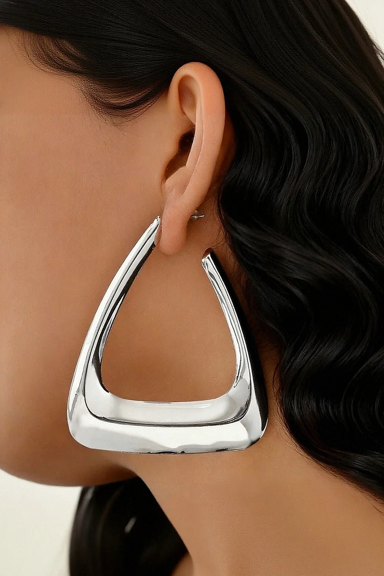 Fashion Silver Polished Irregular Triangular Earrings 2024 - Xpluswear