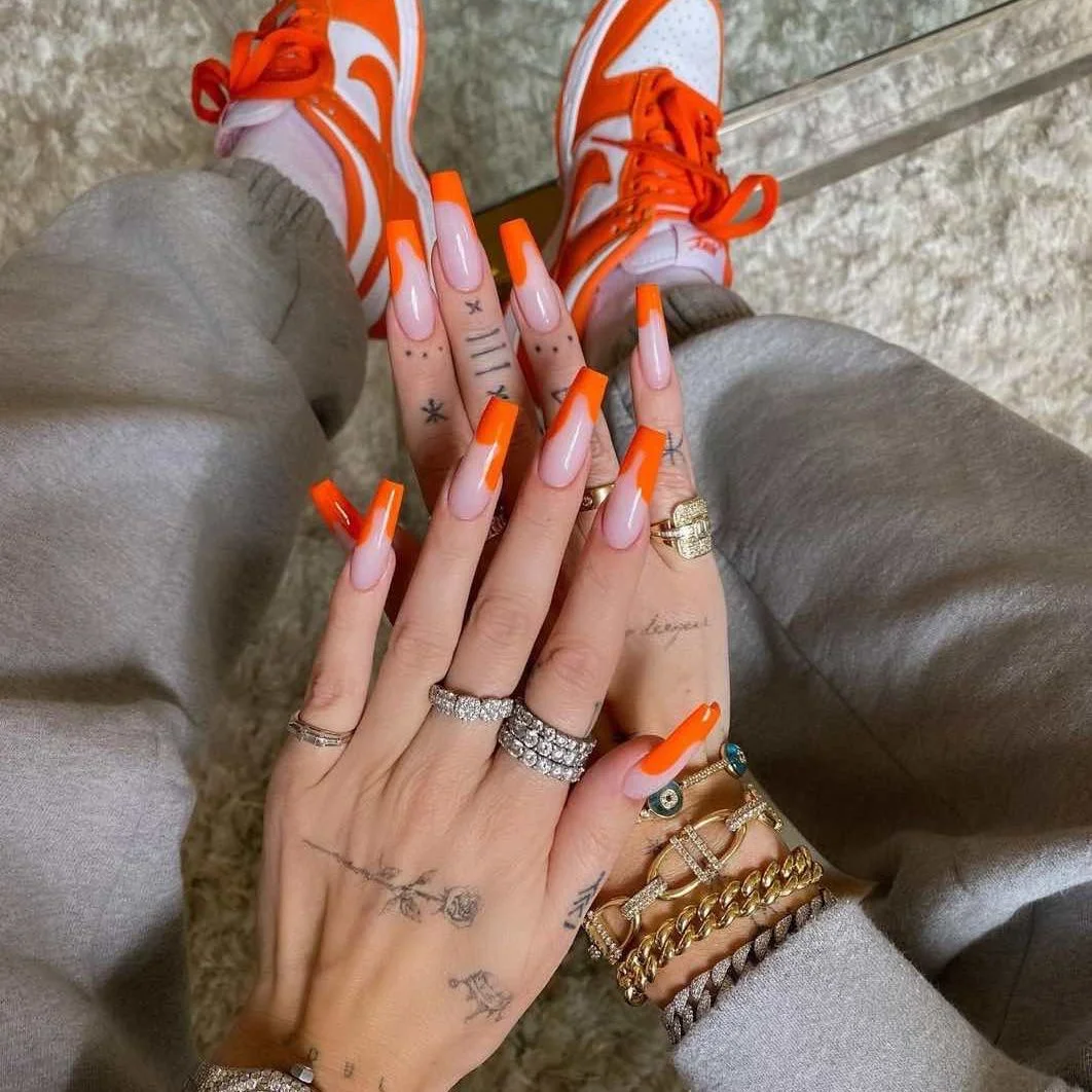 French Purple Wave Pattern With Heart-shaped Design False Nails Wearable Coffin Ballerina Fake Nails Full Cover Press On Nails