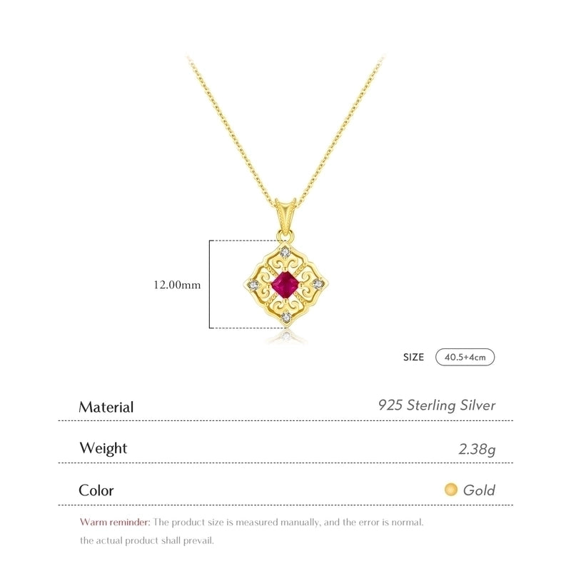 925 Sterling Silver Zircon Cable Chain Plating Inlay Geometric Pendant Necklace