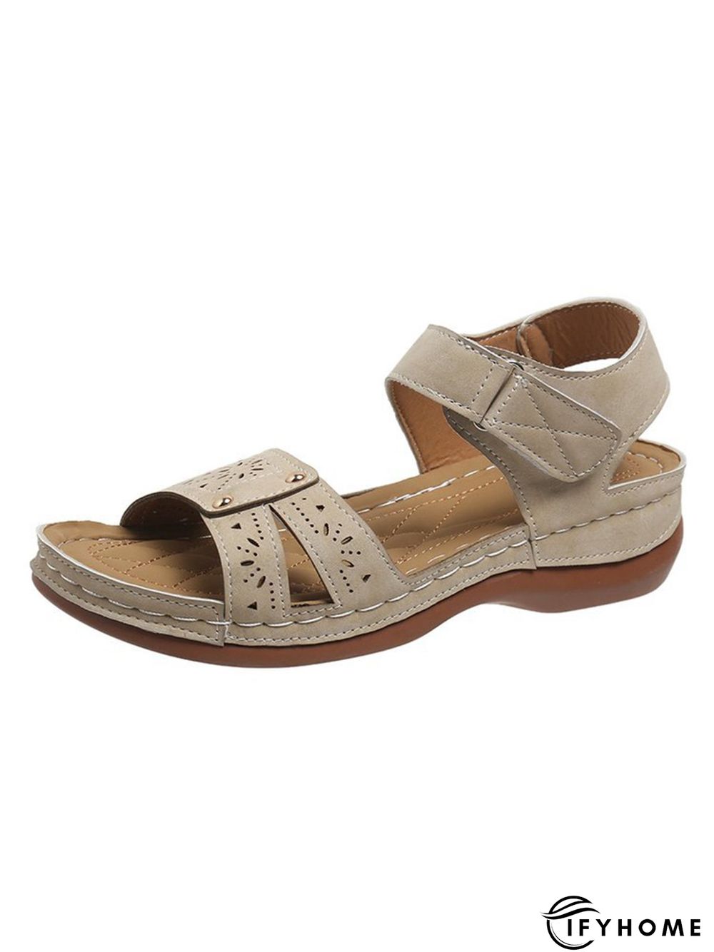 Vintage Laser Cut out Velcro Strap Sandals | IFYHOME