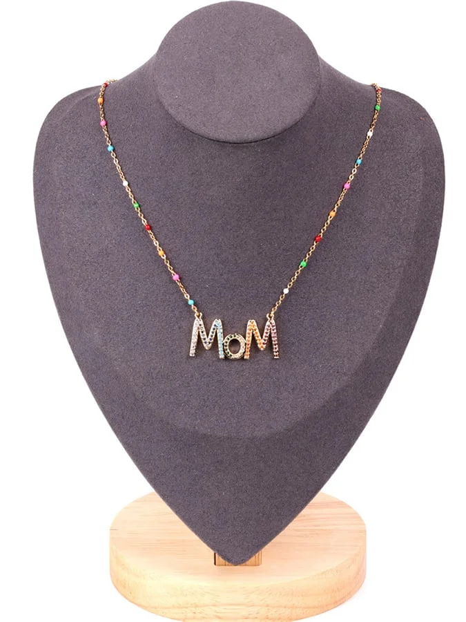 Mother's Day MOM Letter Diamond Fashion Necklace