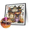 40x40cm Halloween Haus 5d DIY Vollbohrer Runde Diamond Painting Kit Wanddekoration