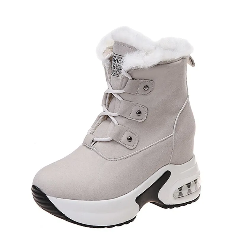 Women Snow Boots Ladies Shoes Winter Plush Warm Internal Increase Platform Female Ankle Boots Zipper Fashion Shoe Woman New 2022