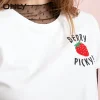 ONLY Brand 2018 NEW bottom hem lacing fruits printing female T-shirts |118101594