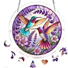 (25cm)DIY Acrylic Jigsaw Puzzle Window Hanging with Hanging Chain DIY Stained Glass Decoration Round Window Puzzle Decor for DIY Craft Project (Stained Glass Hummingbirds)