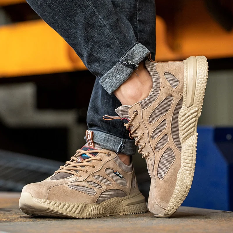 Men's Boots Steel Toe Safety Shoes Work Boots Breathable Working Shoes Men Safety Boots Puncture-Proof Work Shoes Sneakers Man