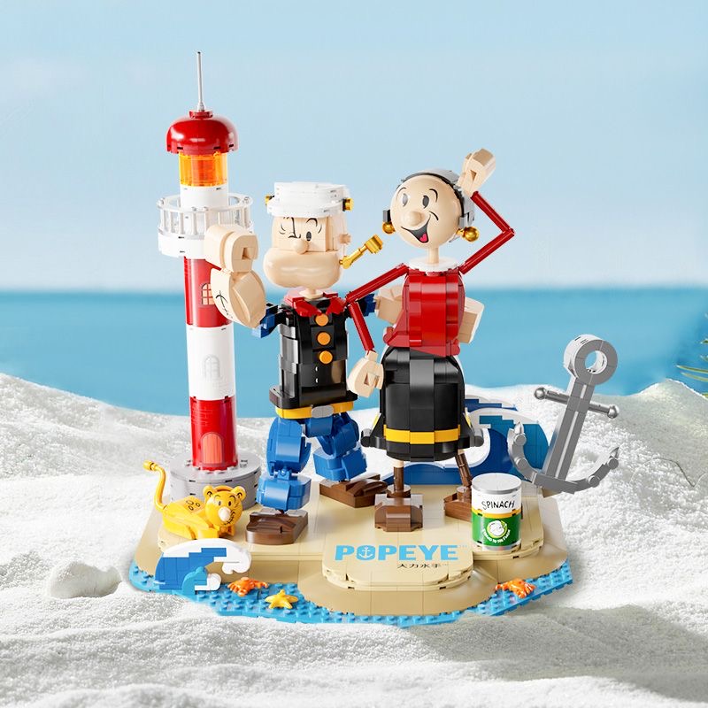 MOC"Popeye and Olive Oyl Building Block Set - 1500 Pieces Classic Construction Toy"