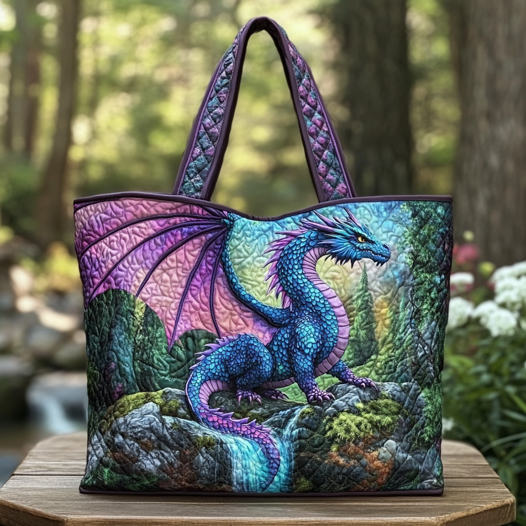 Whisper Dragon Quilted Tote Bag NCU0DK9137