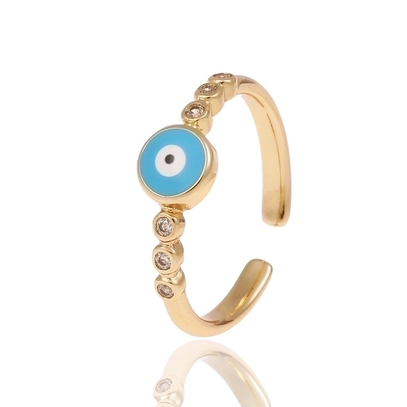 Fashion Enamel Drip Oil Evil Eye Retro Copper Tail Ring3