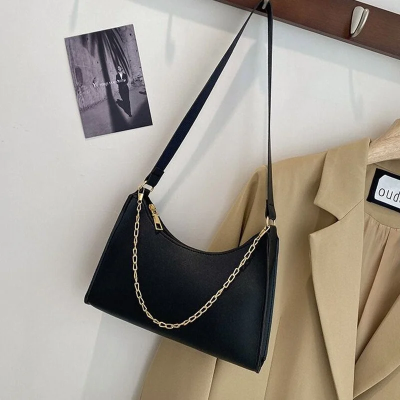 Underarm Shoulder Bag Female Crossbody Bag Handbag Designer Chain Women Bag Fashion 2021 New PU Leather Simple All-match Zipper