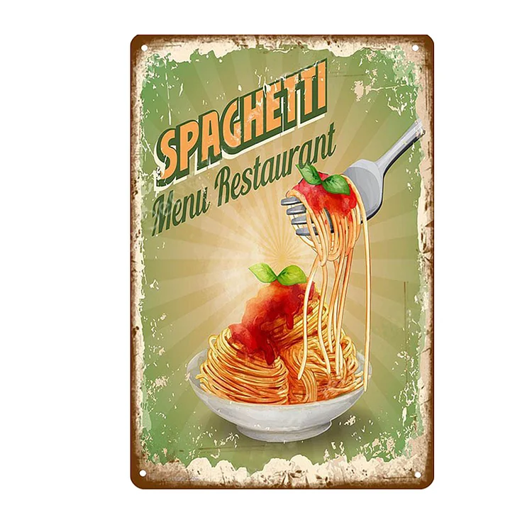 Spaghetti Menu Restaurant - Vintage Tin Signs/Wooden Signs - 7.9x11.8in & 11.8x15.7in