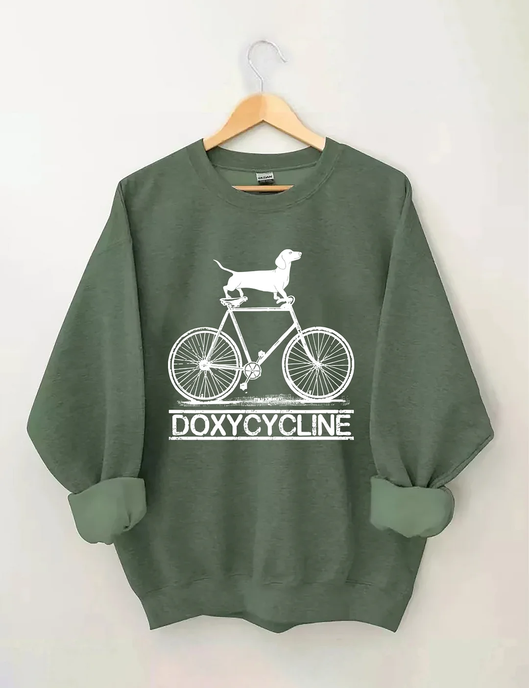 Doxycycline Dachshund On Bicycle Pharmacists Sweatshirt