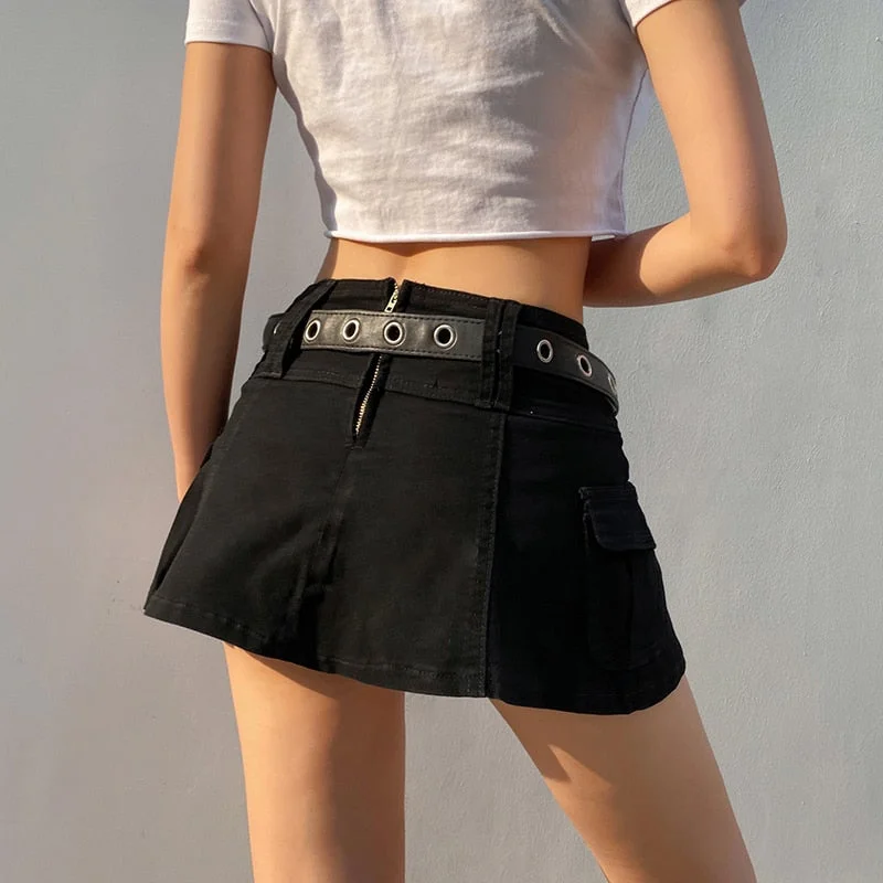 HEYounGIRL  Aesthetic Harajuku High Waist Mini Skirt Summer Casual A Line Hot Shorts Skirts Women Black White Gothic Kawaii