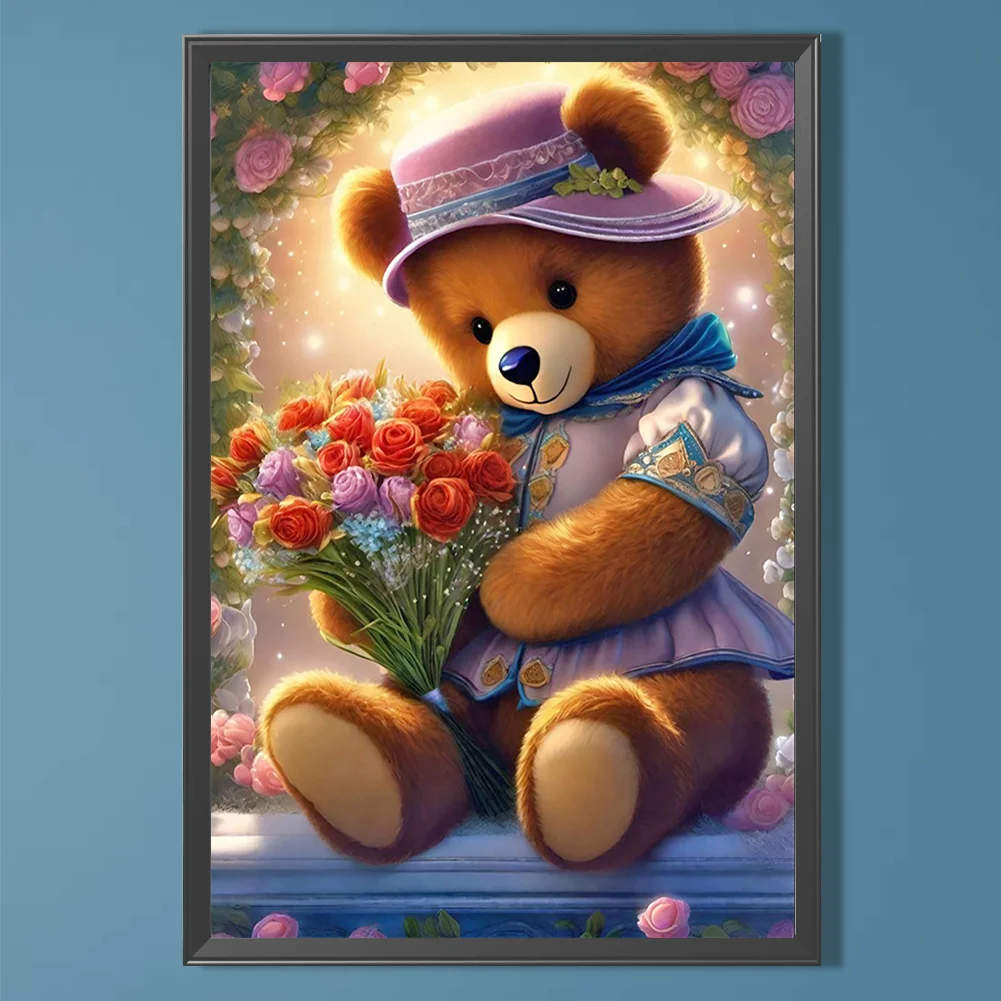 Diamond Painting - Full Round Drill - Flower Bear(Canvas|40*60cm)