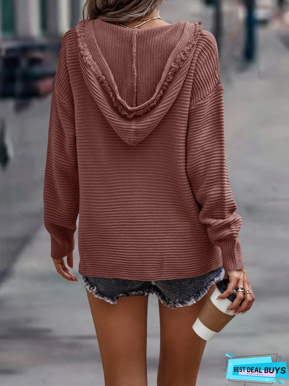 Fashion V-neck Solid Color Long Sleeve Sexy Sweater