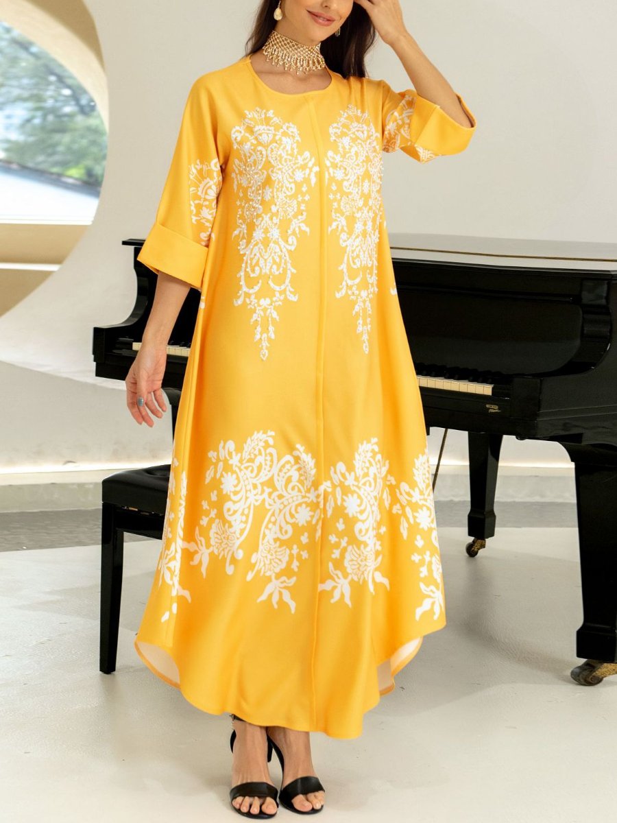 Bubble Beaded Round Neck Half Sleeve Lady Long Dress | Oxredo Shop Ramadan Sale