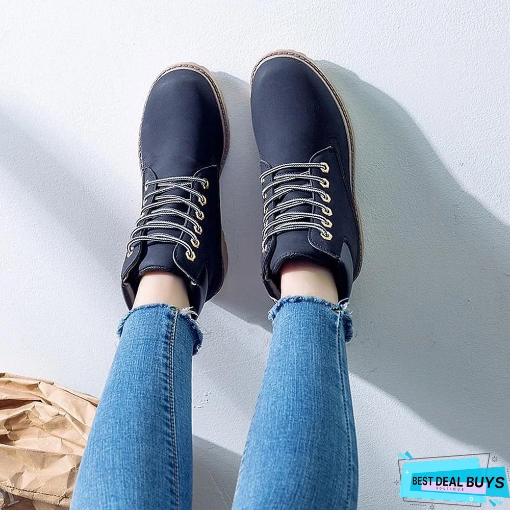 Autumn Early Winter Shoes Women Flat Heel Boots Fashion Keep warm Women's Boots Brand Woman Ankle Botas