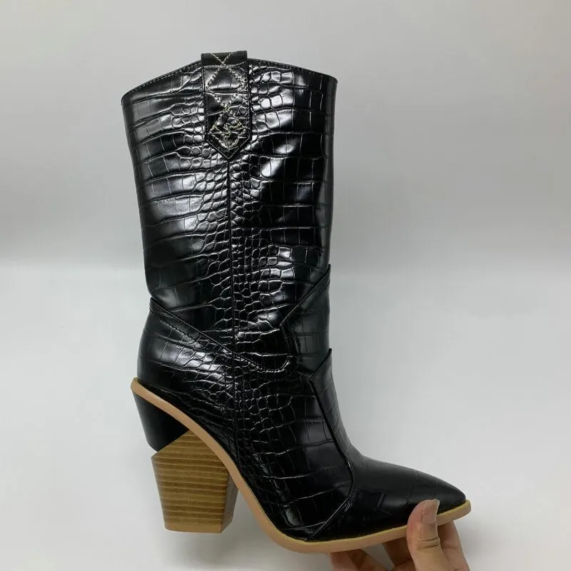 NEMAONE Drop ship Brand women boots pointed toe wedges shoes autumn winter boots short ladies Western mid-calf boots for women