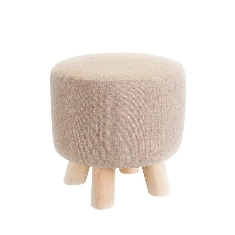 Stretch Round Stool Covers Linen Fabric Footstool Slipcovers Elastic Ottoman Cover Removable Chair Seat Case  for Living Room