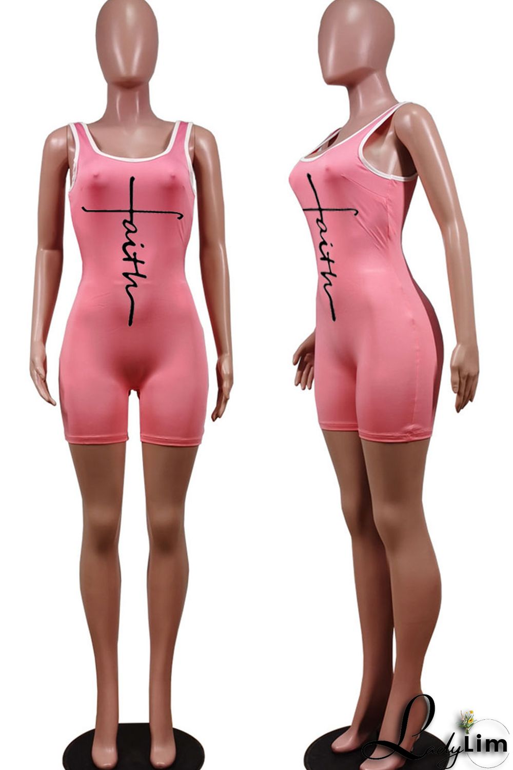 Tangerine Red Casual Print Split Joint U Neck Regular Jumpsuits