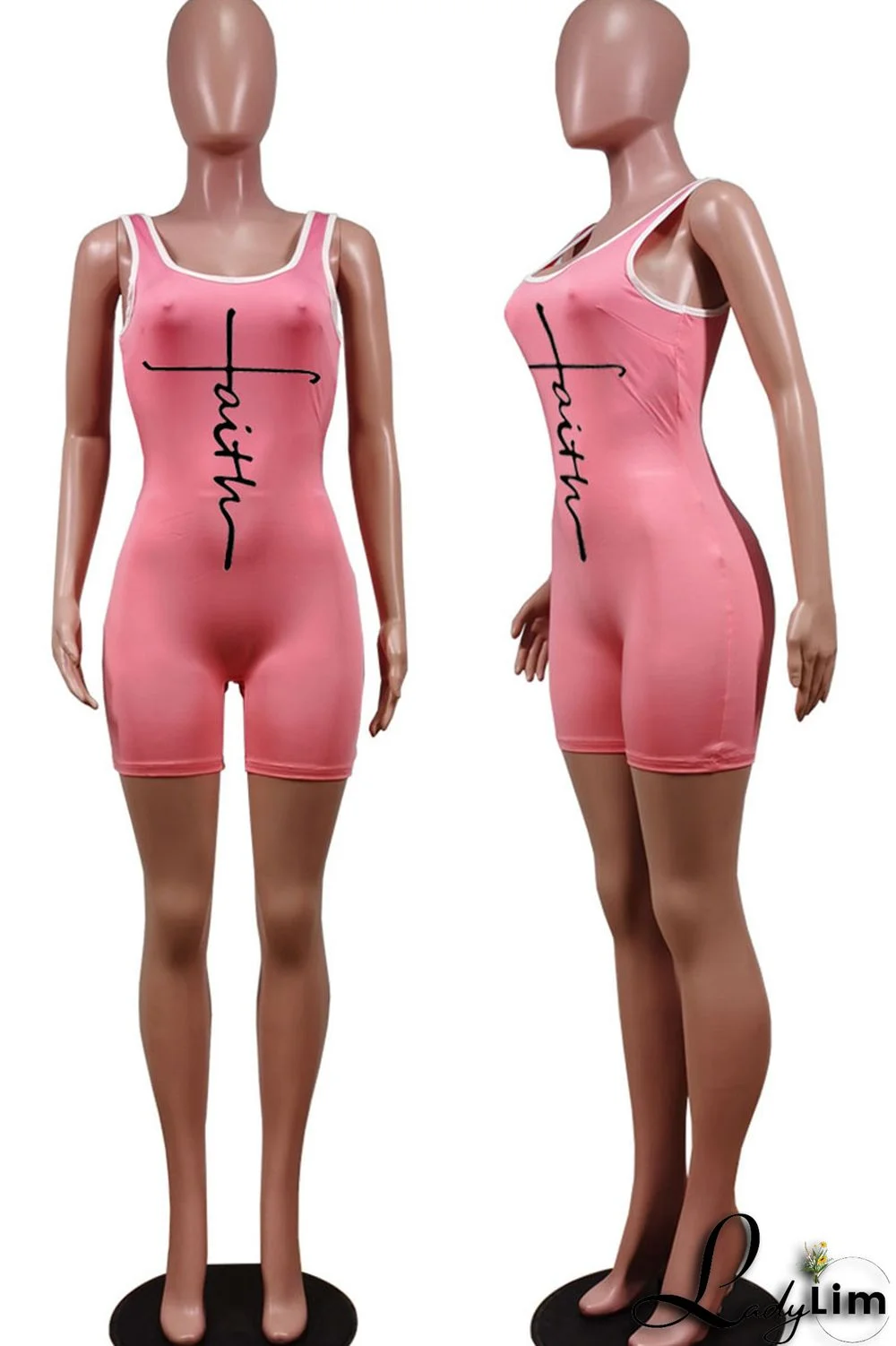 Tangerine Red Casual Print Split Joint U Neck Regular Jumpsuits