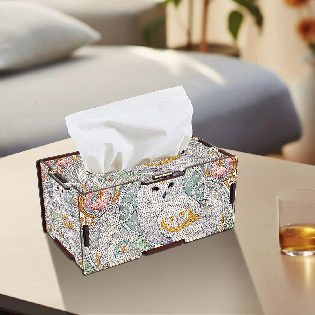 Wooden Diamond Painting Tissue Box for Home and Office Decoration (ZJH019)